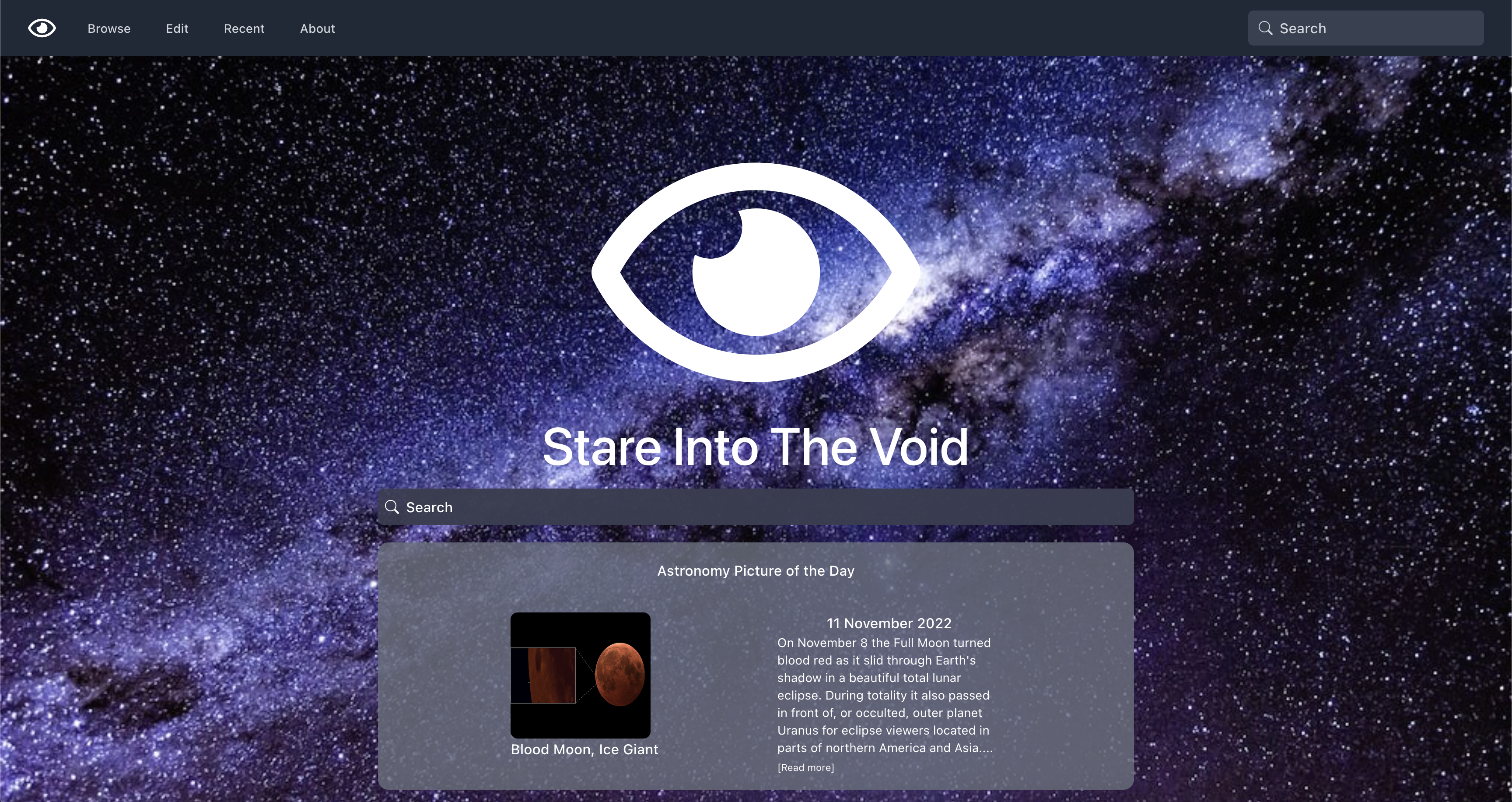 Screenshot of stare into the void dot com